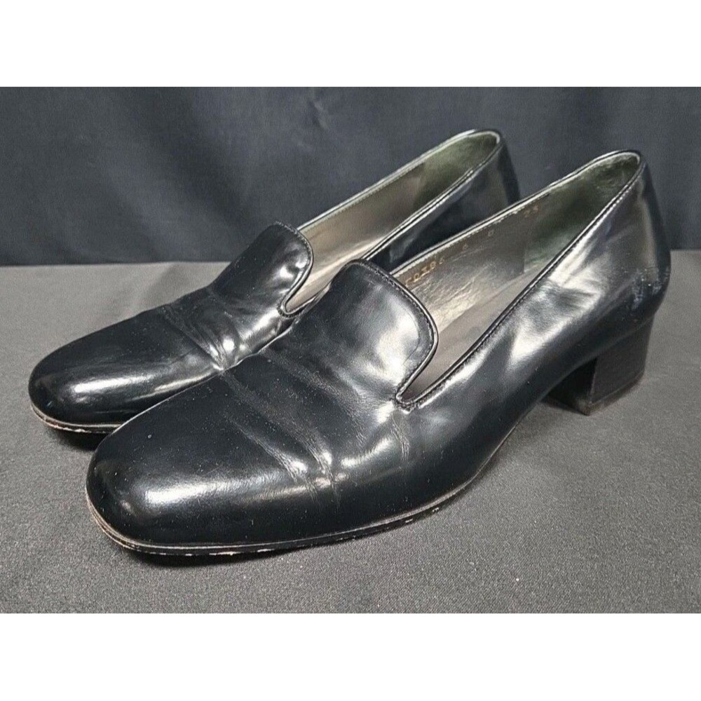 Cole Haan Black Leather Penny Loafers Size 6 B Italy Heel Women's F